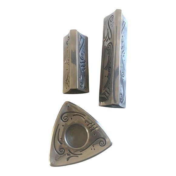 Lenox Spyro Candlestick Holders Set of 3 Vintage Decorative Metal 8" 5" 2" - Picture 5 of 7